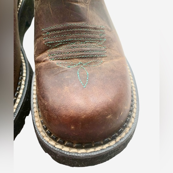 ARIAT Women’s Fatbaby Thunderbird Powder Brown/Teal/Pink Western Boots Size 8.5 - Picture 14 of 16